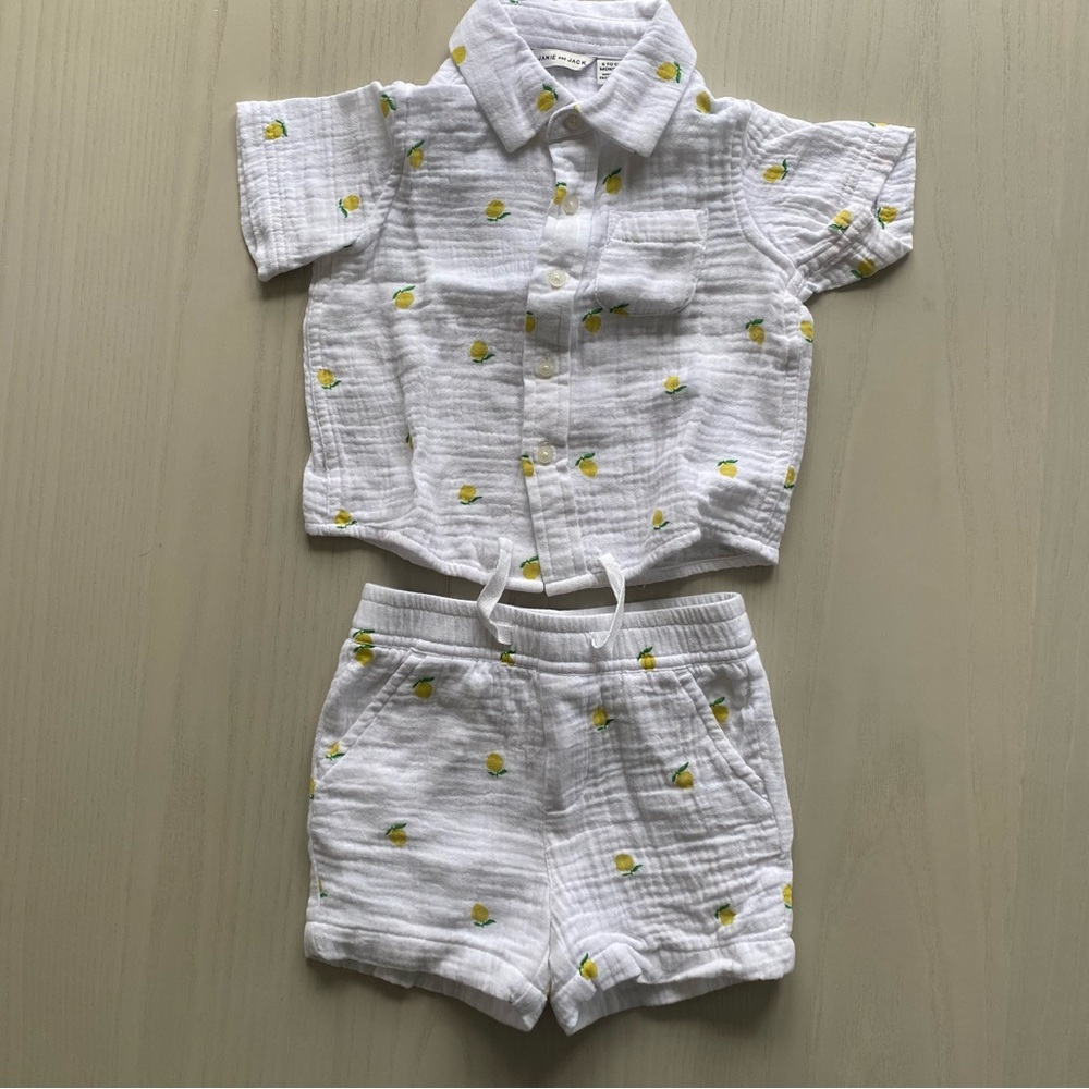 Janie and Jack White Lemon The Cabana Matching Baby Set